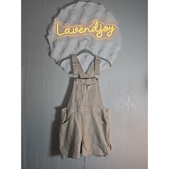 Forever 21 Tan Beige Corduroy Shorts Overalls Women Size M - Picture 1 of 8